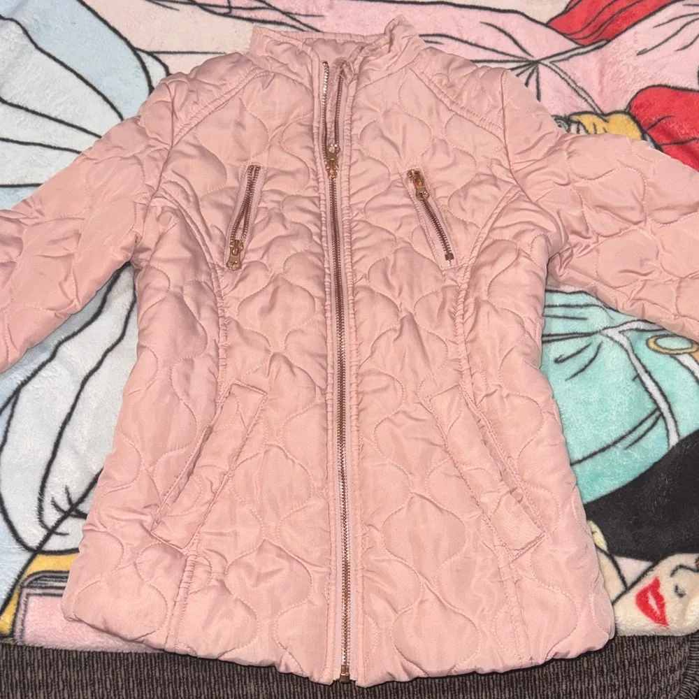 SO Light Pink Quilted Puffer Jacket with Gold Zippers - Picture 5 of 5
